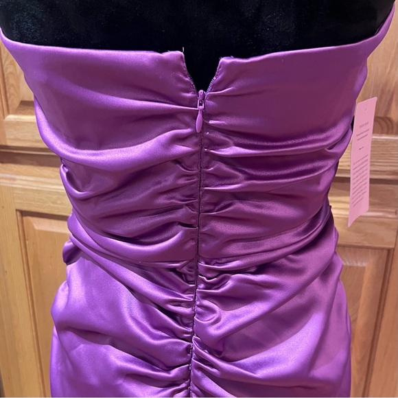 BHLDN Selena Strapless Stretch Satin‎ Slip Ruched Midi Dress Purple Size Medium - Picture 10 of 15